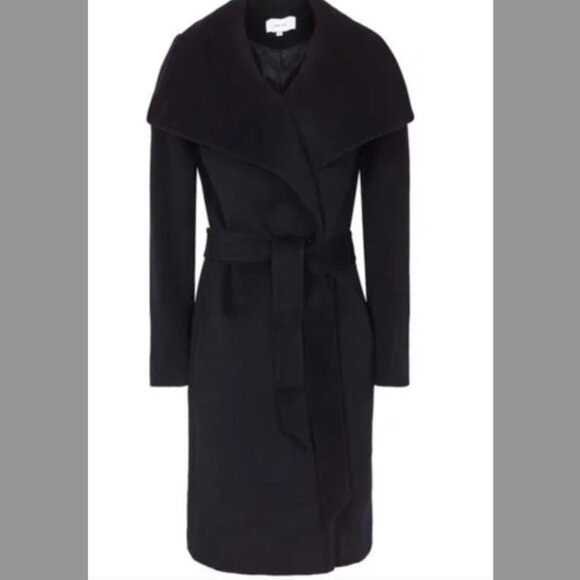 REISS Luna Belted Wool Coat Navy Dark Blue Size 2 - Picture 1 of 5